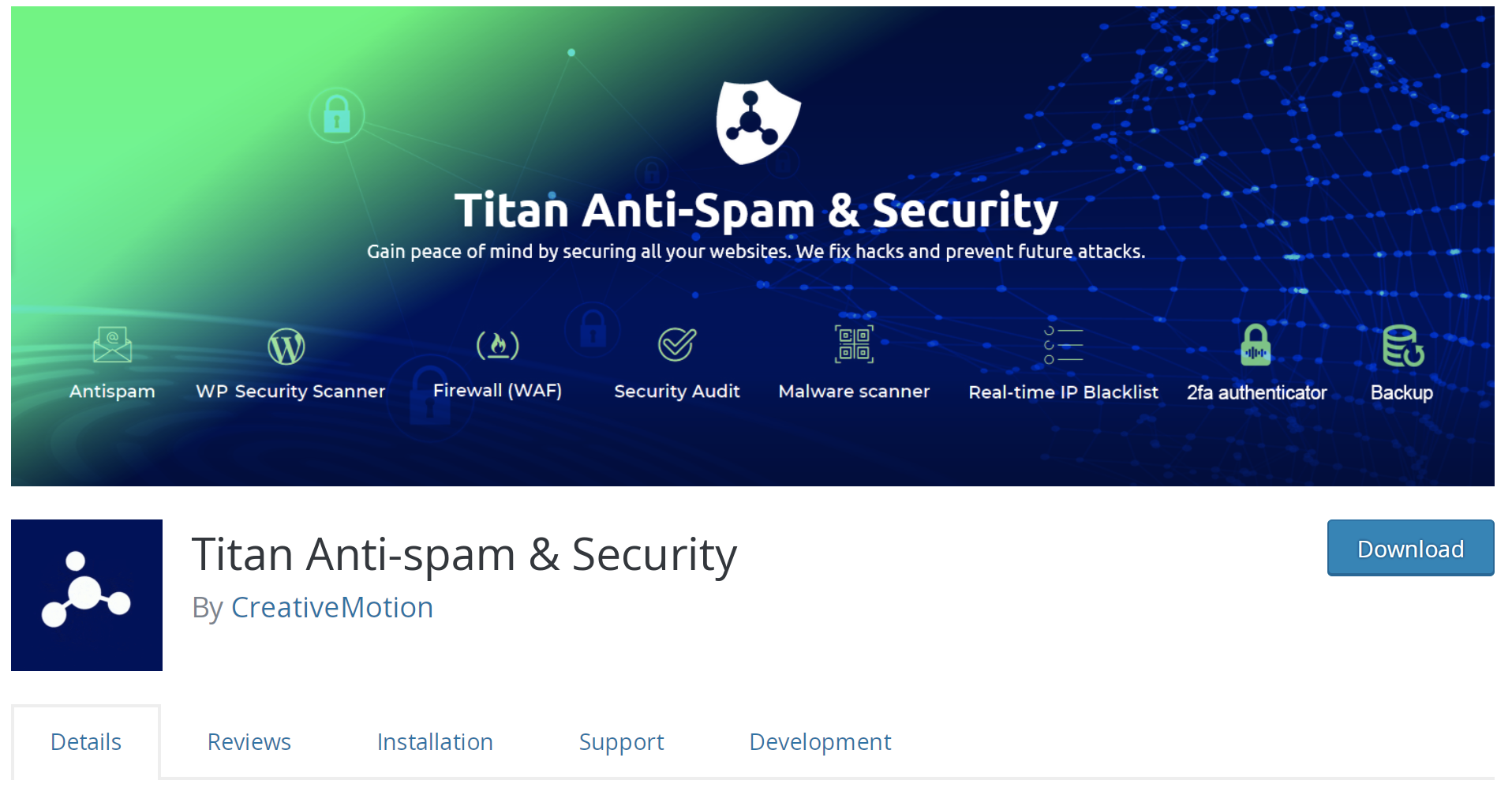 Titan Anti-spam listing in the WordPress plugin repository